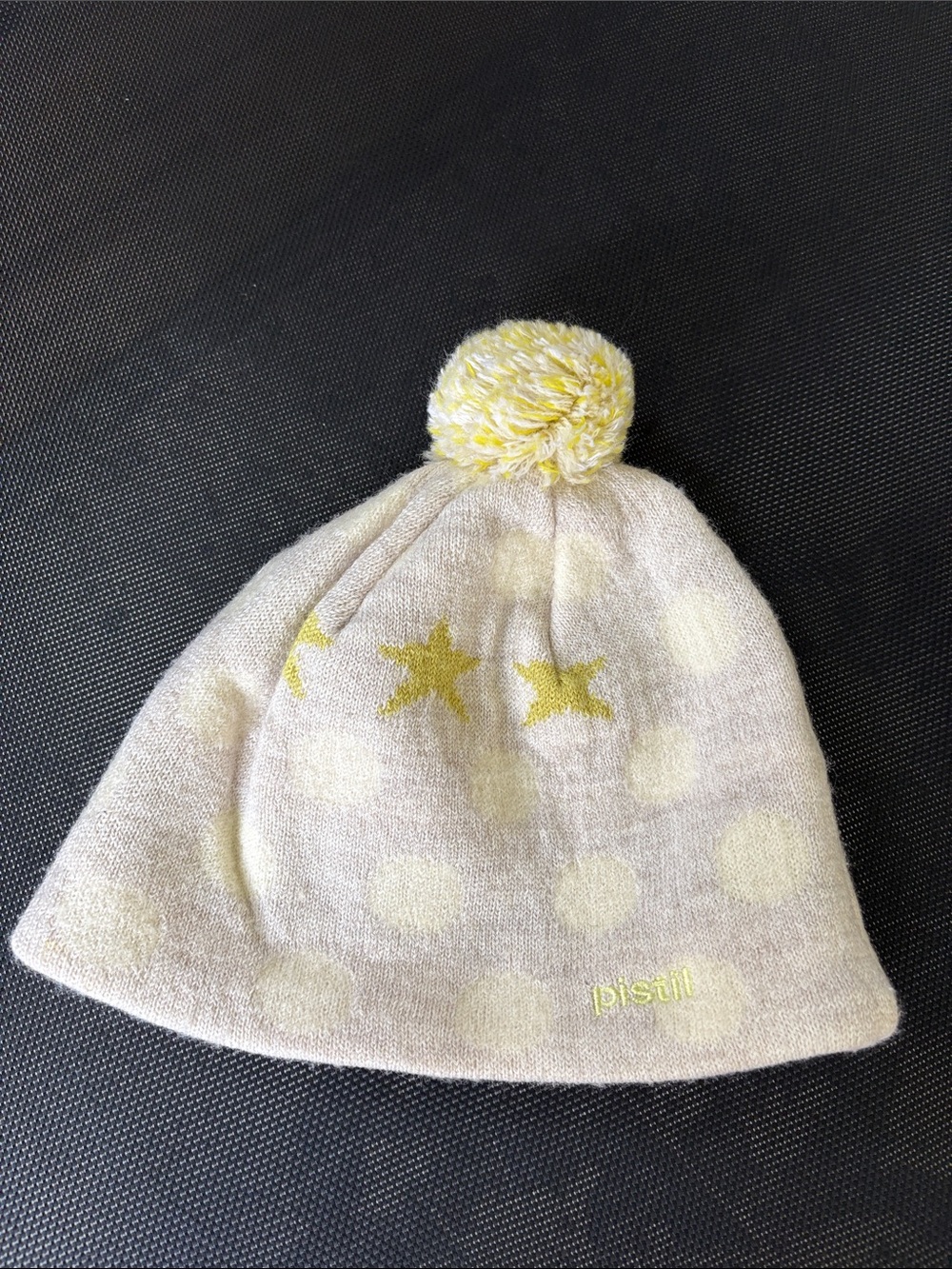 Pistill Polka Dot wool Pom Pom Beanie in Pale Yellow
